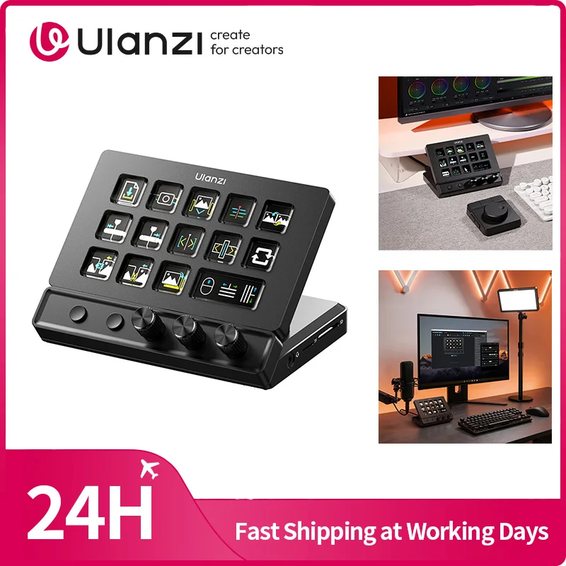 Ulanzi D200X - Contrôleur de studio tout-en-un - Stream Deck - Creative Deck - Pour la diffusion en direct - Montage vidéo - Station d'accueil 8-en-1