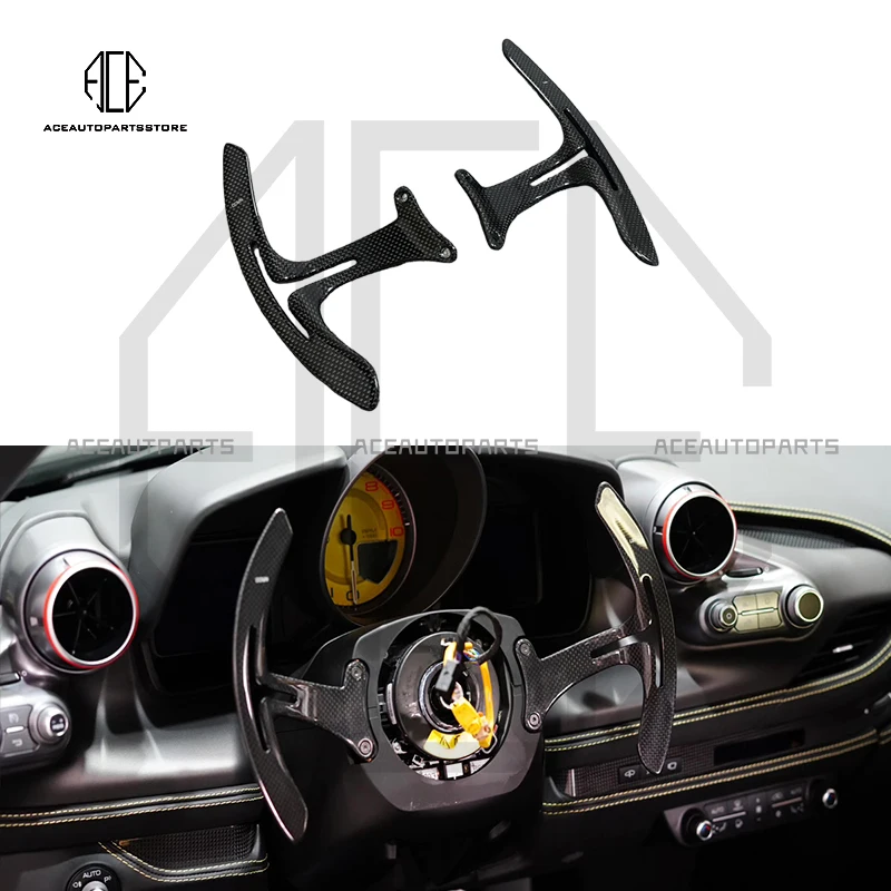 Full Carbon Fiber Steering Wheel Paddle Shifters For Ferrari 488 F8 296 812 SF90 FUV 2015+