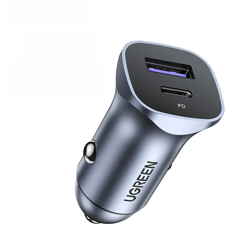 UGREEN – chargeur de voiture 30W double Port QC 4.0 3.0, charge rapide, Type C, pour iPhone 14 13 12 Xiaomi Huawei Samsung