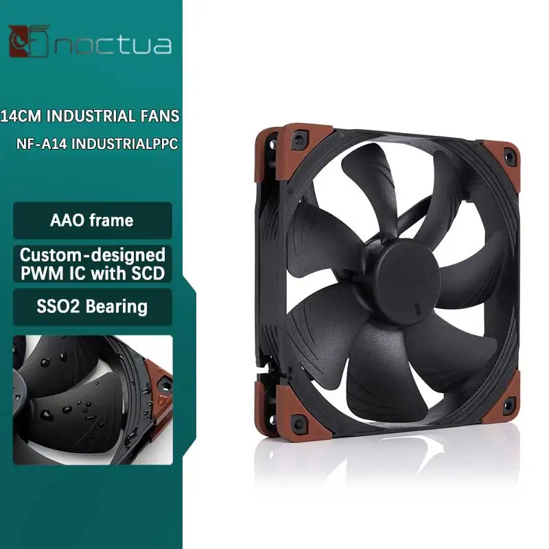 

Noctua NF-A14 industrial PPC Computer case cooling fan，140mm 12V 4Pin PWM Fan For Computer Case/Industrial Equipment