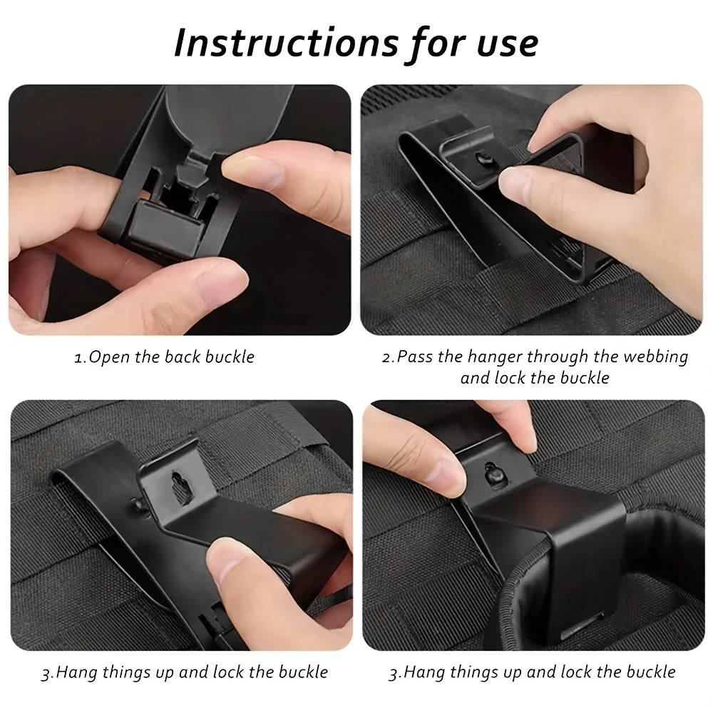 2 pezzi tattico portatile per cuffie gancio supporto per telefono cellulare Molle protezione per clip a sgancio rapido per accessori per cintura IPSC