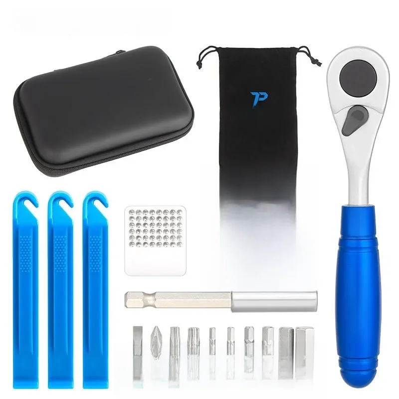 TOOPRE – Kits de réparation de vélo, Mini clé à cliquet, outil multifonctionnel, tête à 6 prises, outils pour pneus de vélo, tournevis à clé Allen