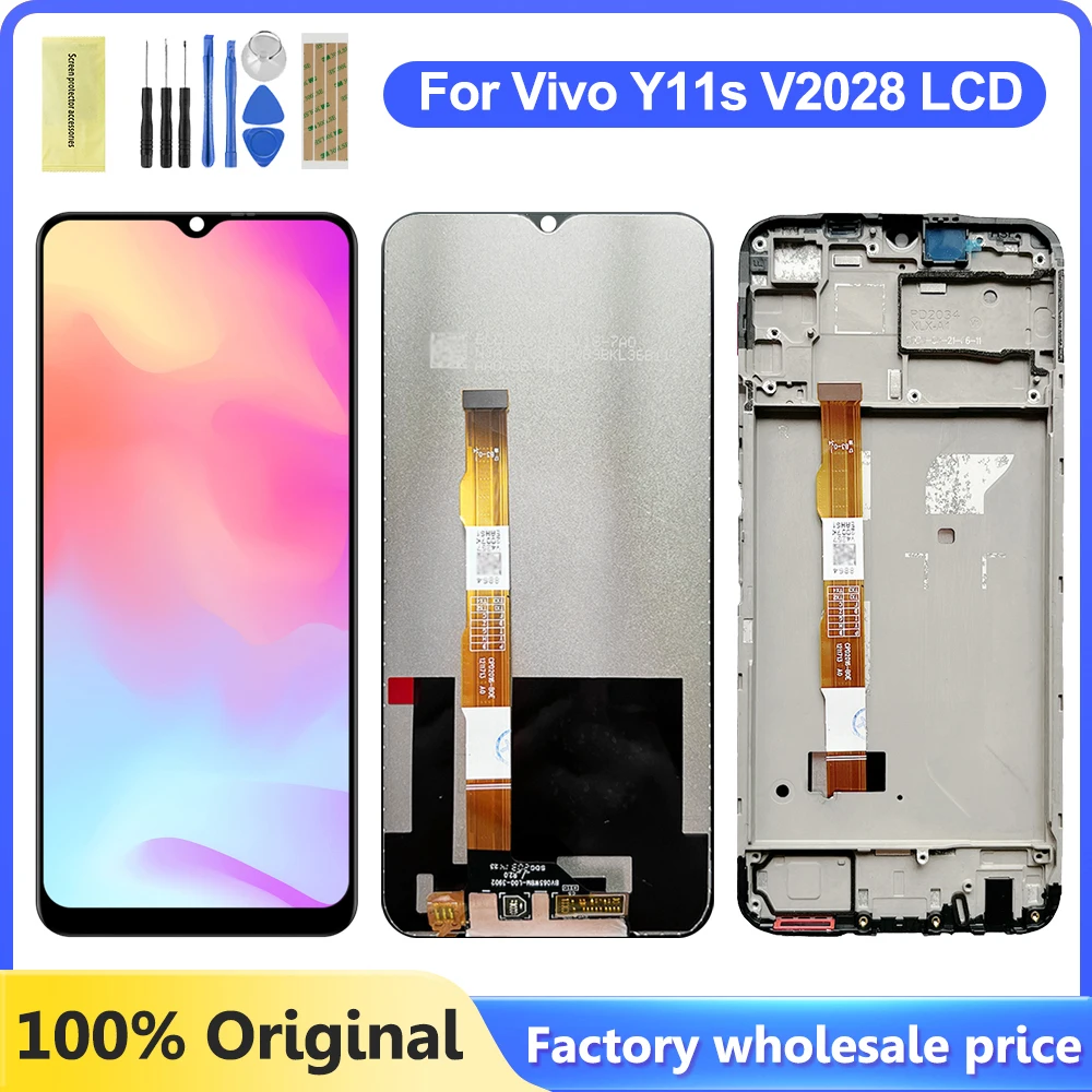 Pantalla de 6,51 pulgadas para Vivo Y11s pantalla LCD MONTAJE DE digitalizador con pantalla táctil para Vivo Y11S V2028 pantalla con marco