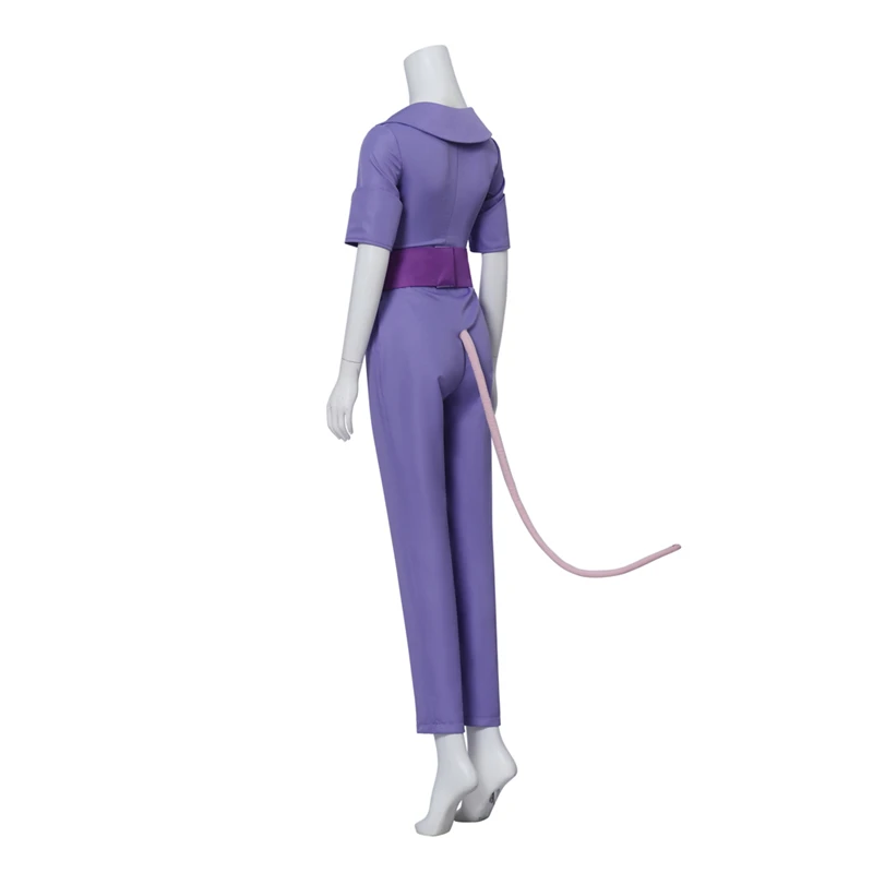 Chip Dale Animation Gadget Hackwrench Cosplay Blue-Magenta Bodysuit with Purple Belt Women\'s Costume Casual Jumpsuit