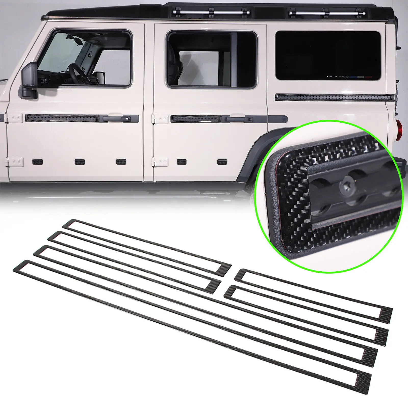 

Car Body Waistline Side Trim Door Waistline Sticker Kit For Ineos Grenadier 2020-2024 Carbon Fiber Decorate Styling Accessories