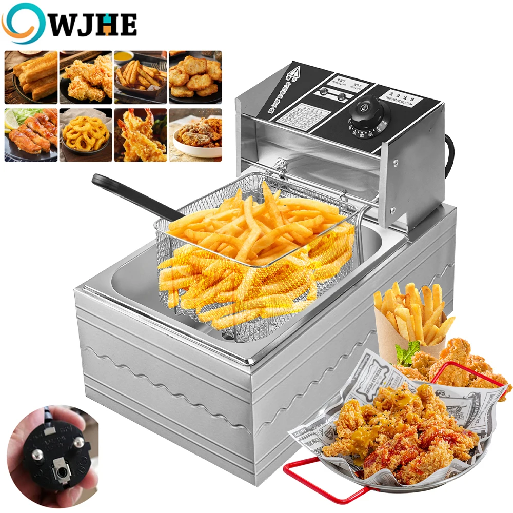 OWJHE 2500W 6L 220V Friggitrice elettrica Friggitrice elettrica in acciaio inossidabile Patatine fritte per uso domestico Padella Patatine fritte che fanno macchina