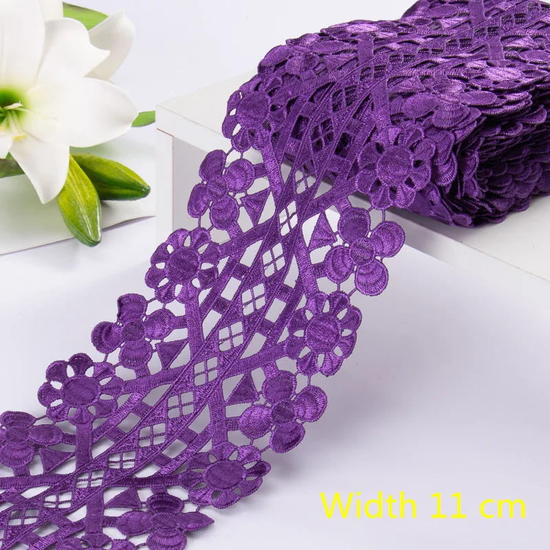 1Yards Best Selling 11CM Applique Dress Sewing Lace Ribbon for DIY Decoration Guipure Lace Trim Embroidery Lace Fabric LA1011