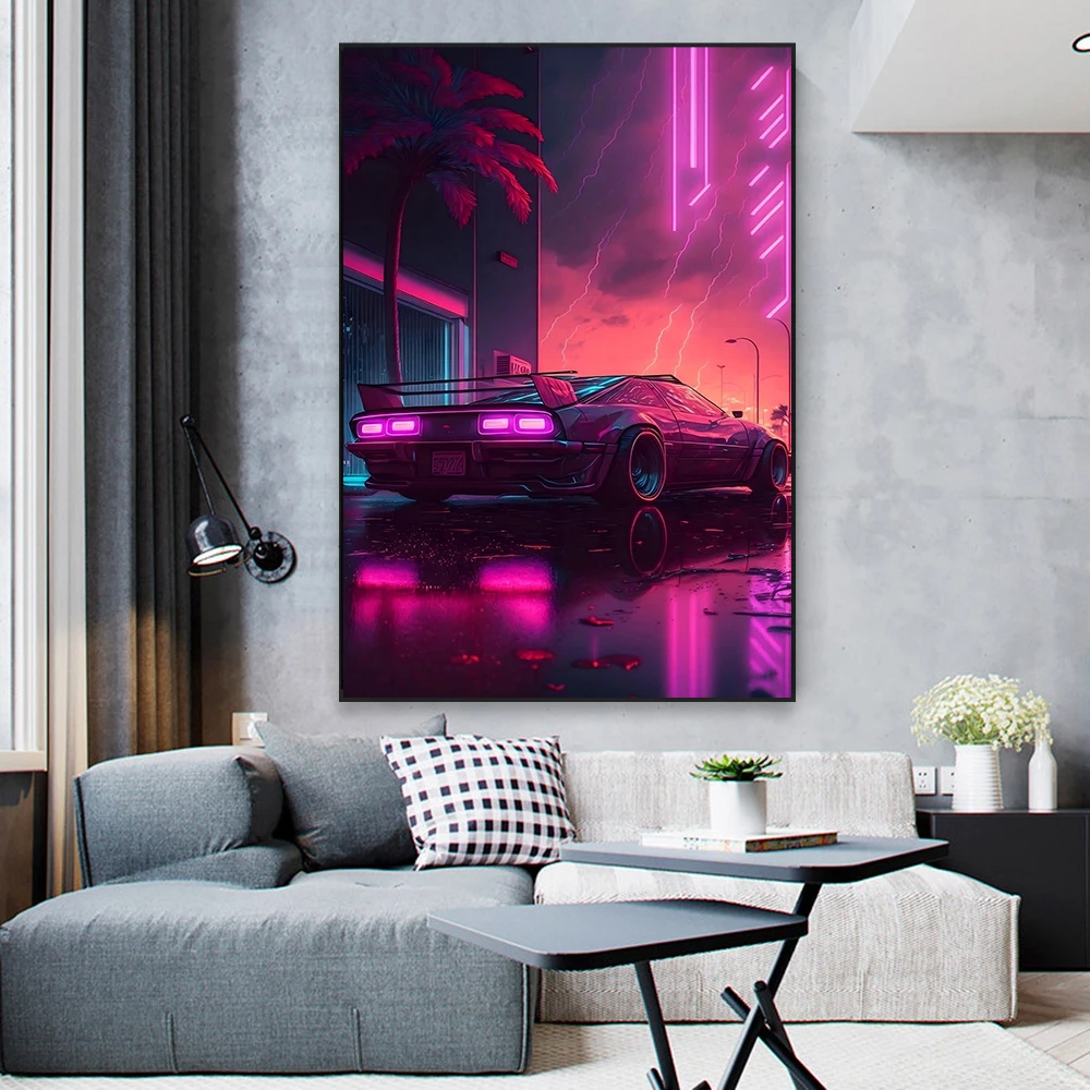 Modern Canvas Art Painting Neon Artwork Prints Supercar Poster Coloful Canvas Painting Prints Art Home Living Room Decoration