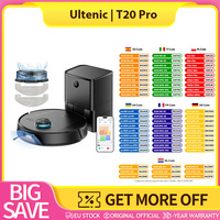 Ultenic T20 Pro Robot Vacuum Cleaner, 8000Pa Suction, 3 Cleaning Modes, Smart Lidar Navigation, 2-in-1 Dust & Water Tank, 180-Min Runtime, 15mm Climbing Height, Advanced AI Intelligence with enhanced 3D recognition, ECO/Standard/Max Suction Mode