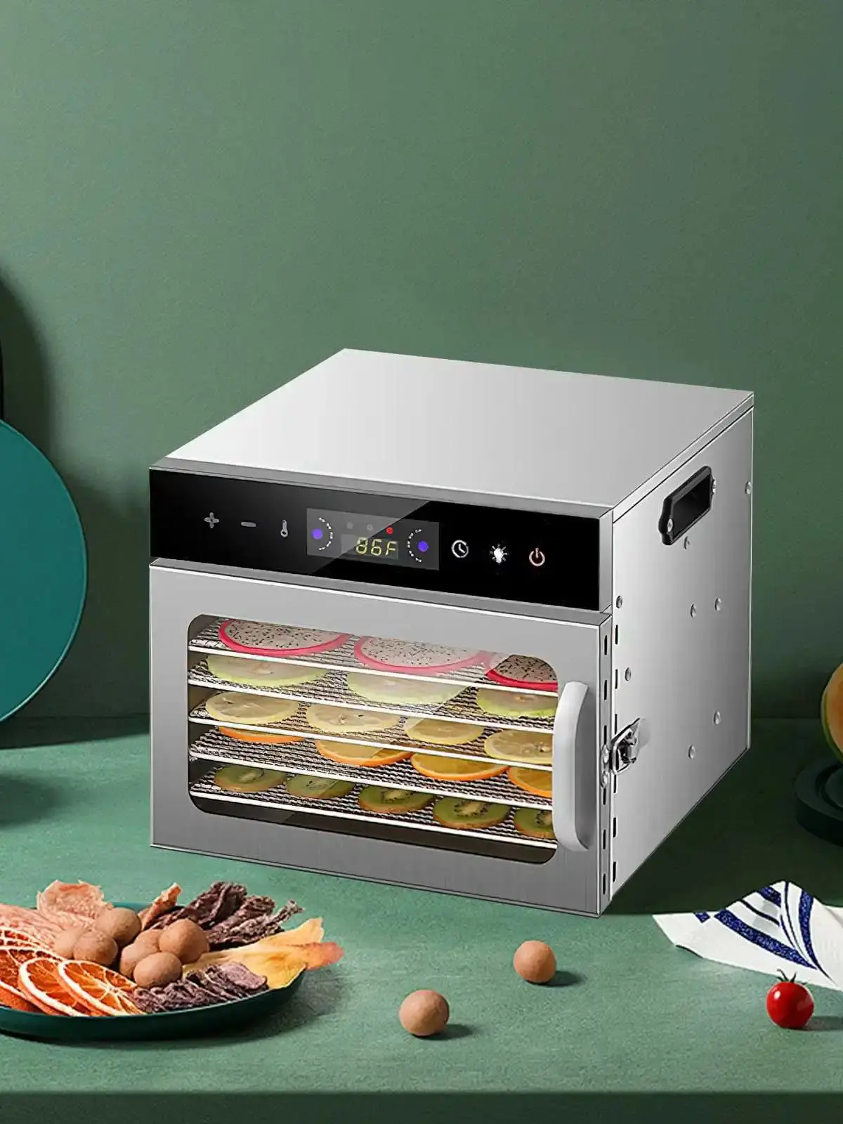 6/8/12 Trays Voedsel Dehydrator Rvs Machine 400W huis groenten Fruit Vriesdroger Met 24H Timer LED intelligentie - afbeelding 2