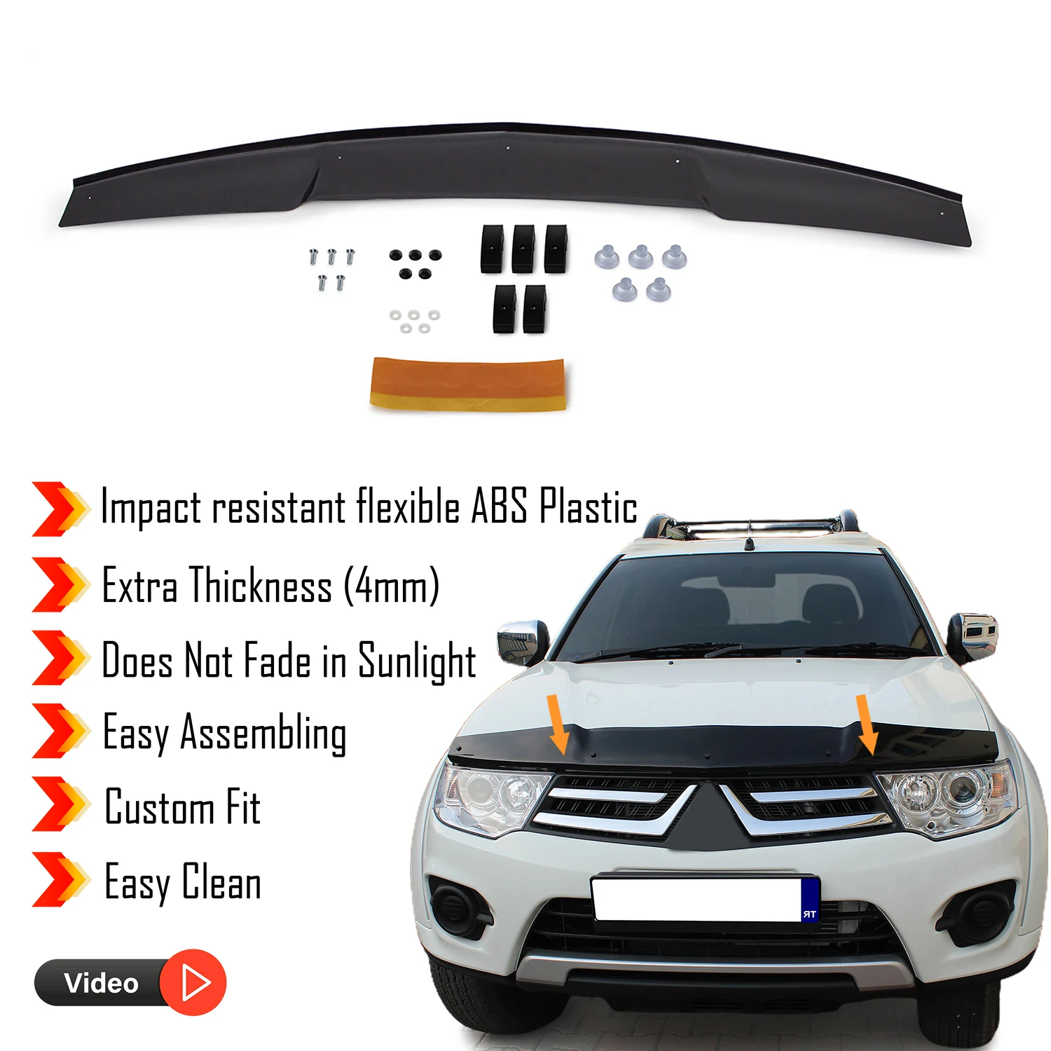 

Hood Deflector Guard for Mitsubishi L200 (2007-2015) Bug Shield Bonnet Protector / 4 mm thickness and ultra-durable material