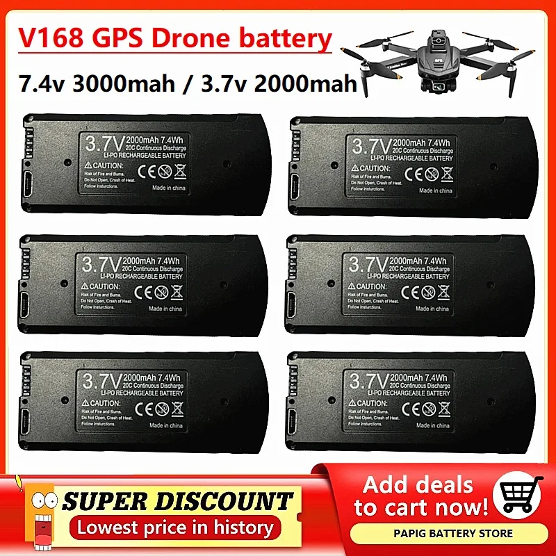 

Original V168 Pro Max GPS Battery 7.4V 3000mAh V168 Dron 3.7V 2000mAh For V168 RC Quadcopter Spare Battery Parts Accessories