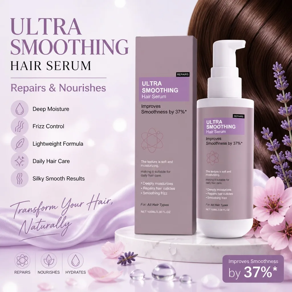 Ultra Smoothing Hair Serum Frizz Control Hair Repair for Damaged Dry Rough Hair Deep Moisture Lightweight All Hair Types 100ml