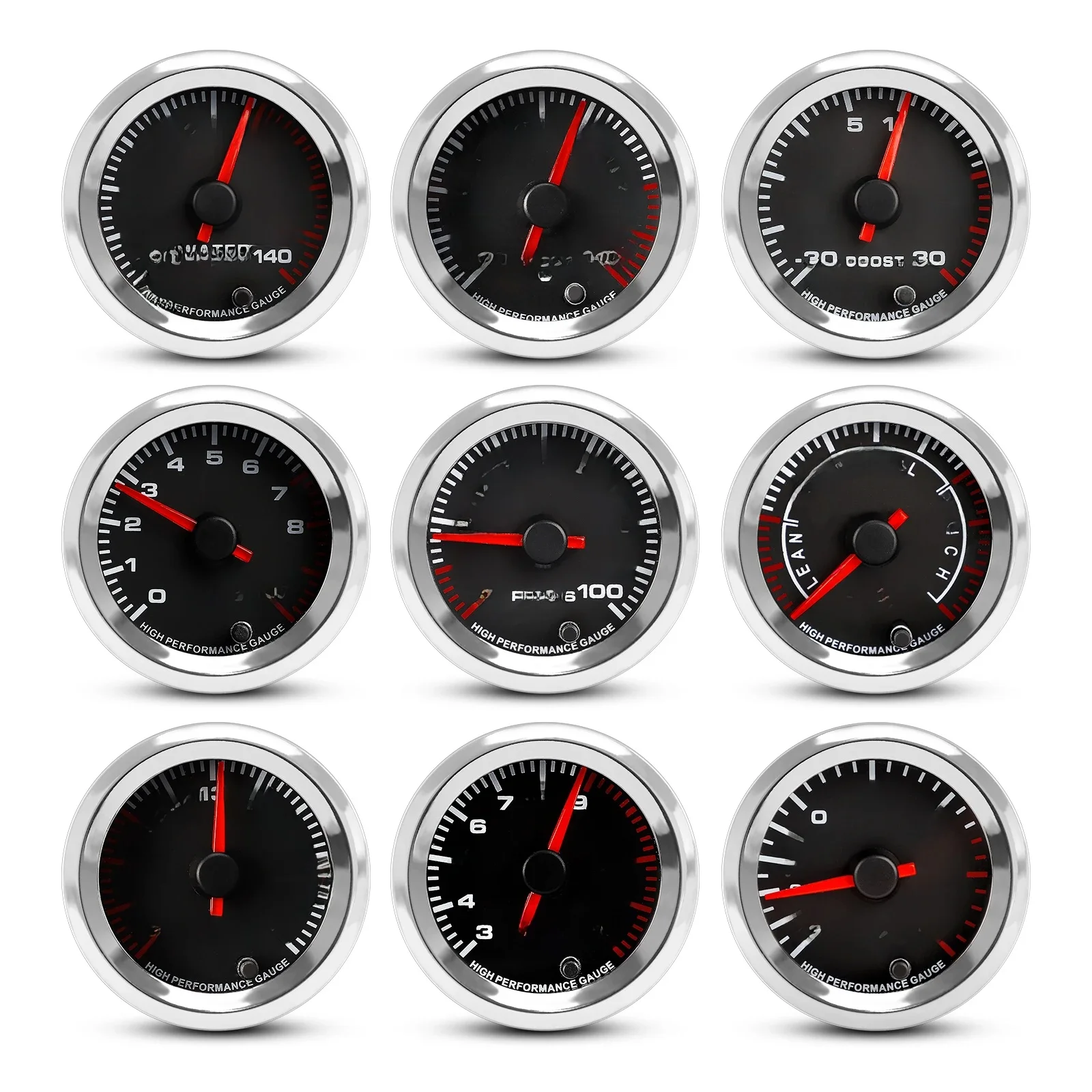 Nieuwe 12 V 52mm 7 Kleuren Auto Boost Watertemperatuur Olietemperatuur Olie Druk Lucht brandstofverhouding Voltmeter EGT toerenteller RPM Gauge - afbeelding 2