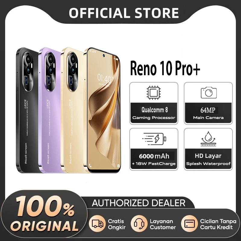 

New Smartphone Reno 10 Pro 5G 6.8"inch Android13 Cellphones Unlocked 6000mAh 8GB+256GB Telefone Global Version Mobile