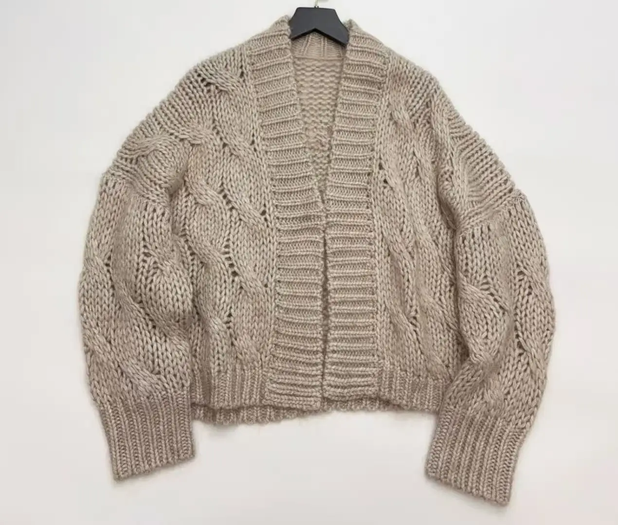 

Новый женский высококачественный вязаный кардиган из мохера с длинным рукавом, элегантный повседневный свободный ажурный свитер, шикарный роскошный осенний свитер