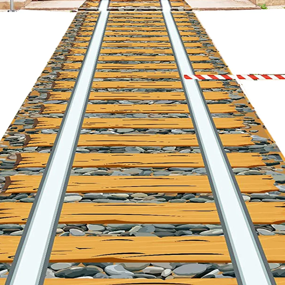 

10 Ft Train Railroad Track Aisle Runner Express Party Supplies Western Train Theme Birthday Tablecloth Railroad Crossing Sign