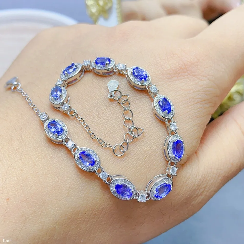 

KJJEAXCMY Fine Jewelry 925 Sterling Silver Natural Tanzanite Gemstone Ladies Bracelet Give your girlfriend small fresh birthday