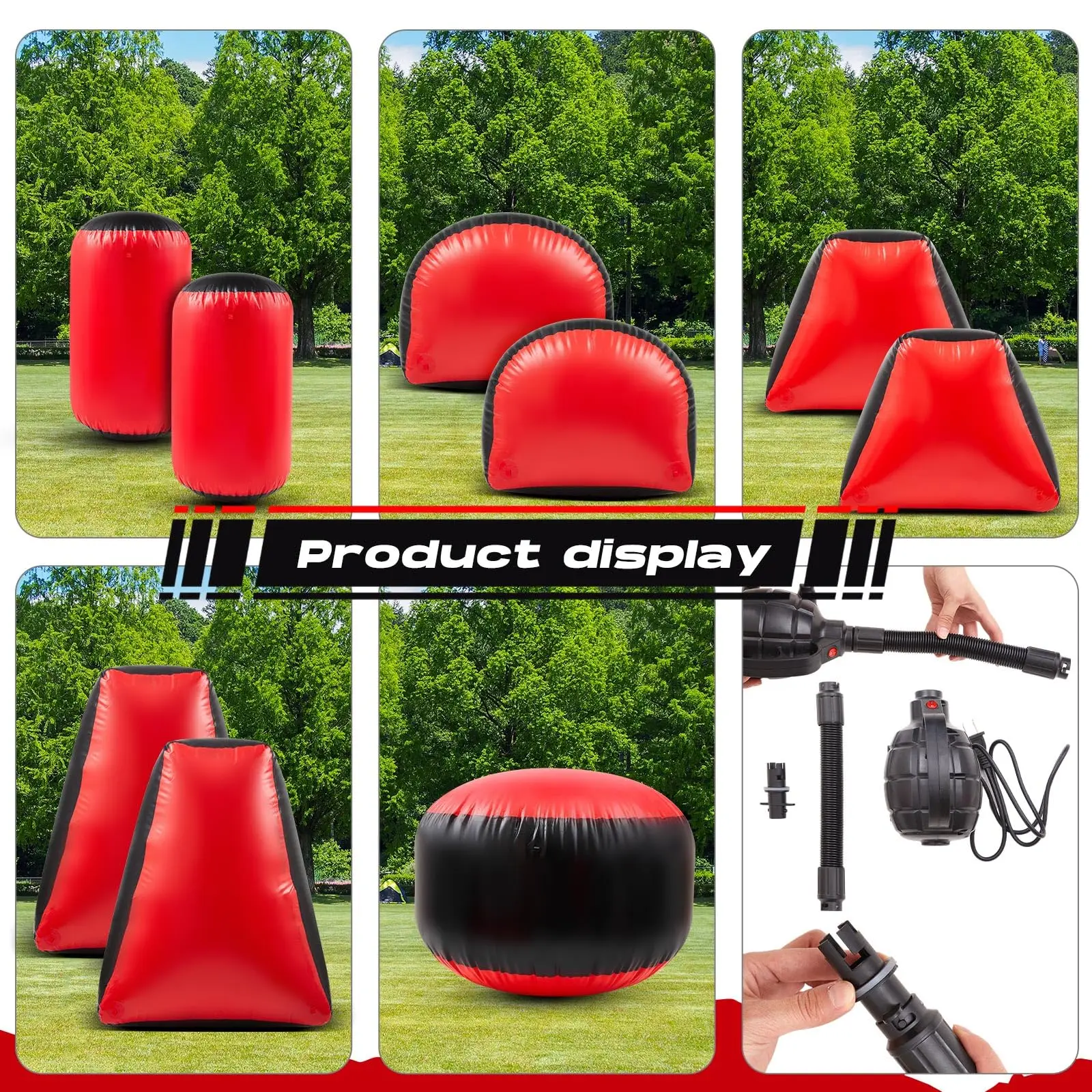 Custom 9pcs Inflatable Obstacle CombatInflatables  Air Bunkers Archery Shooting CS Game Recurve Bow and Arrow Paintball For Game