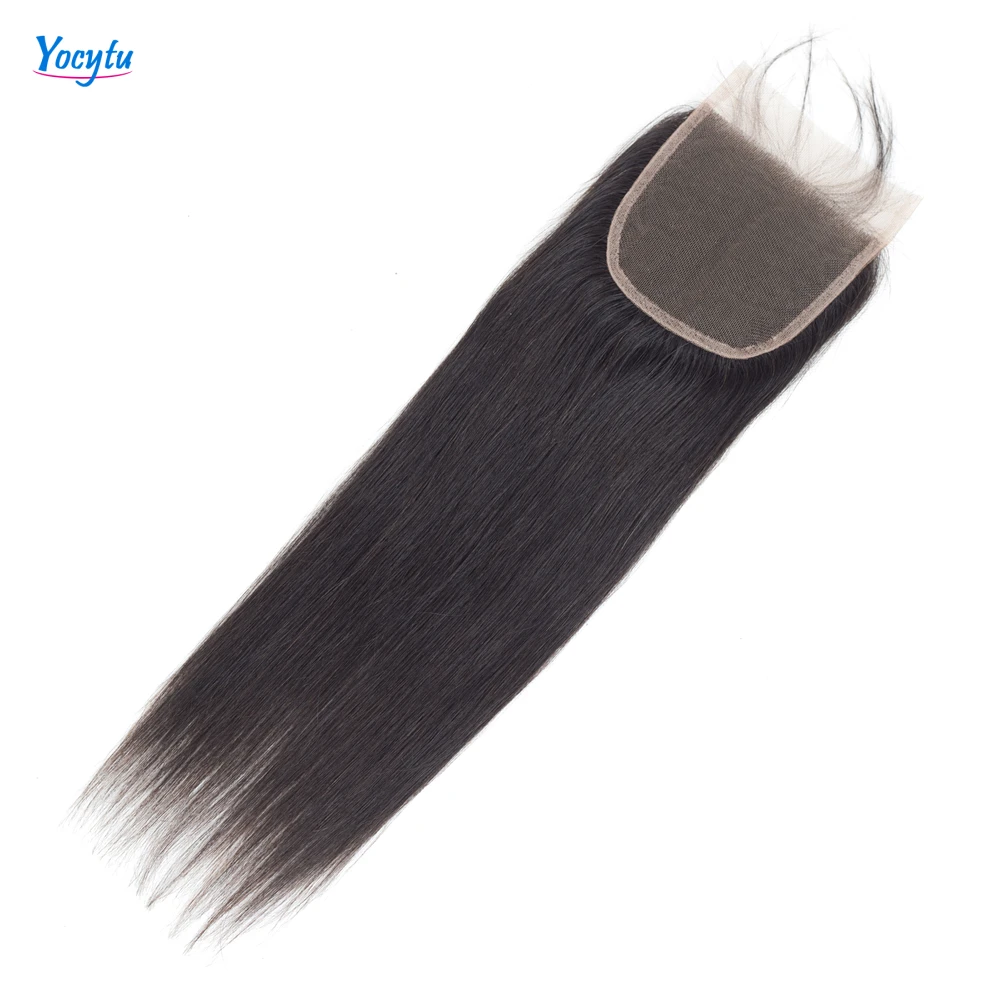 YOCYTU 4X4 Straight Human Hair Closure HD Transparent Lace Closure Only Brazilian Weave Human Hair Free Part Lace Closure 18 22 Inch Lace Closure