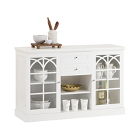 SoBuy FSB79-W Sideboard with 2 glass doors and 2 drawers Kitchen wardrobe dresser wardrobe hallway wardrobe buffet storage s wardrobe