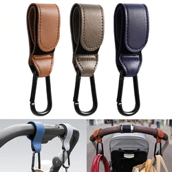 Bolso de cuero PU para cochecito de bebé, gancho giratorio de 360 grados, organizador de carrito infantil, accesorios ajustables para cochecito, 1/2 Uds.