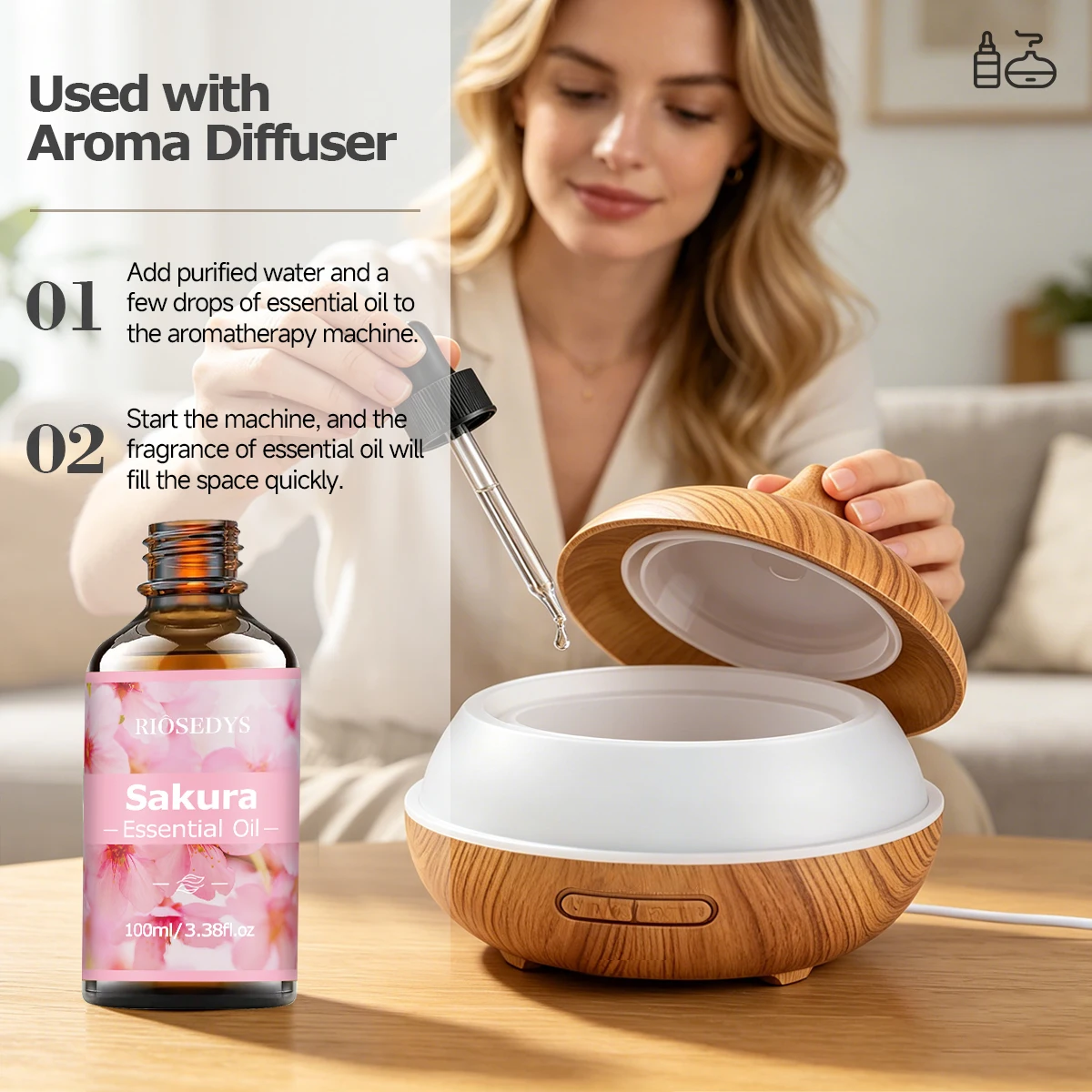 SAKURA Essential Oil, Fresh Fl - огляд і ціна Aromatherapy Diffuser