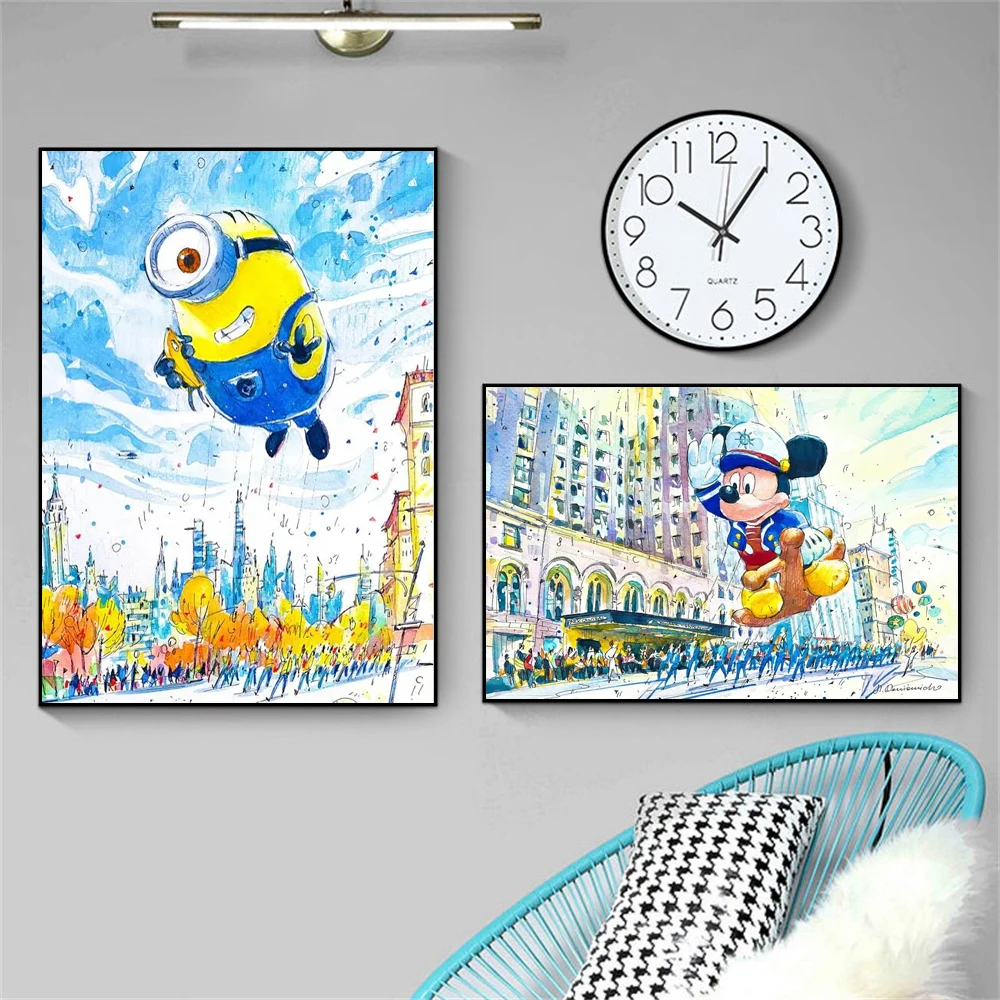 

Disney Mickey Mouse Artwork Posters Cartoon Pets New York Street Wall Art Canvas Oil Painting Decor Living Room Bedroom Decor