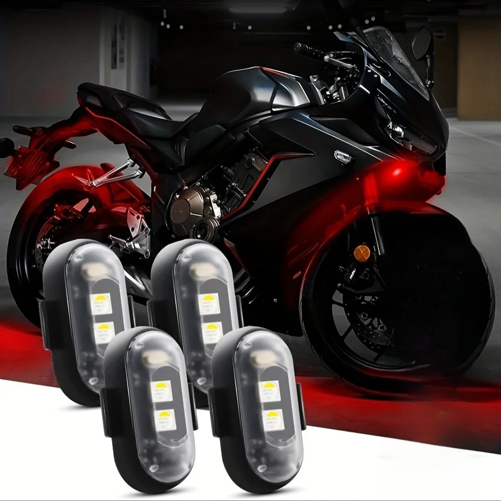 AliExpress KIEND 4/6 pcs LED Strip Lights with Remote Control 8 Colors USB Charging Anti-Collision LED Lights Car Motorcycle Drone Aircraft Bike