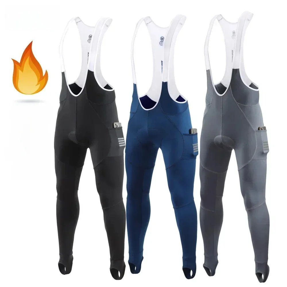 AliExpress KEMALOCE Men Cycling Bib Pants Winter Quick Dry Blue/Black/Grey Gel Pad Fleece Thermal MTB Bike Pants High End Long Bib Tights