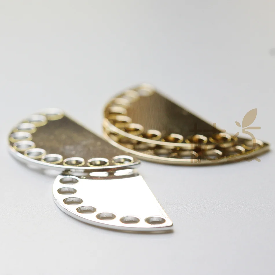 DIY Supply-Premium Plated Laser Cut Solid Brass Finding - Half Circle with Multiple Holes 38x19mm (4508C)