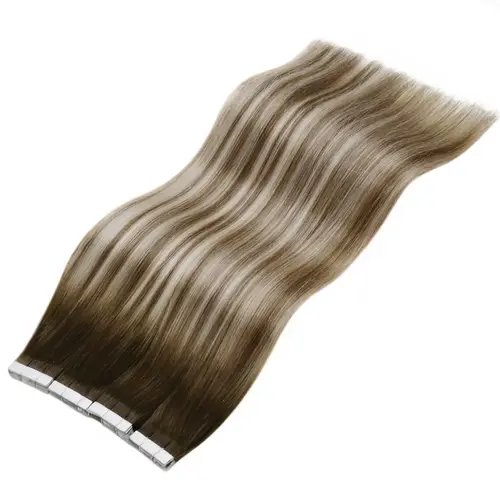Imagen 2 del producto Extensiones de cinta Laavoo, cabello humano Remy 20P y 40P, cabello liso Natural, cinta adhesiva de doble cara en cabello humano, trama de piel
