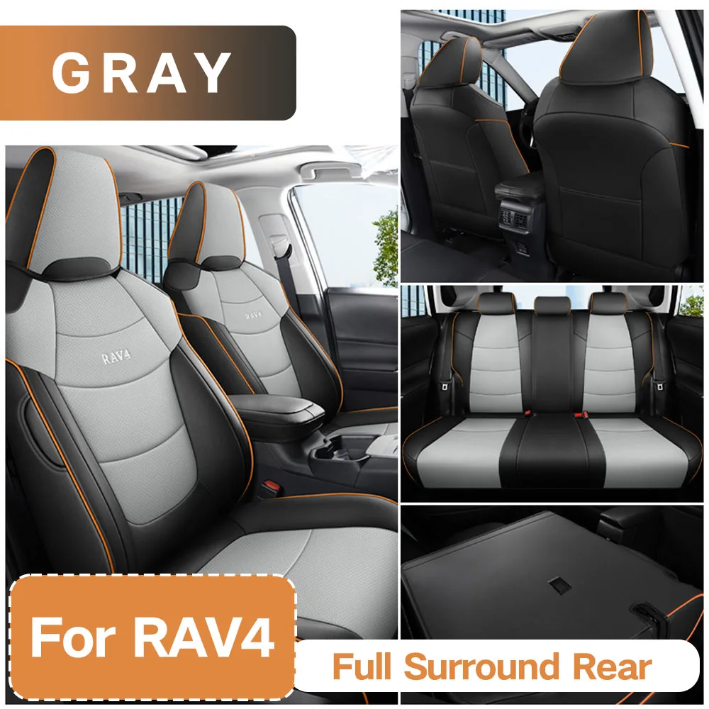 

For Toyota RAV4 Car Seat Cover 13-24 Full set 5-Seat Leather Front Rear Seat Cushion Protection Four Season Interior Accessories