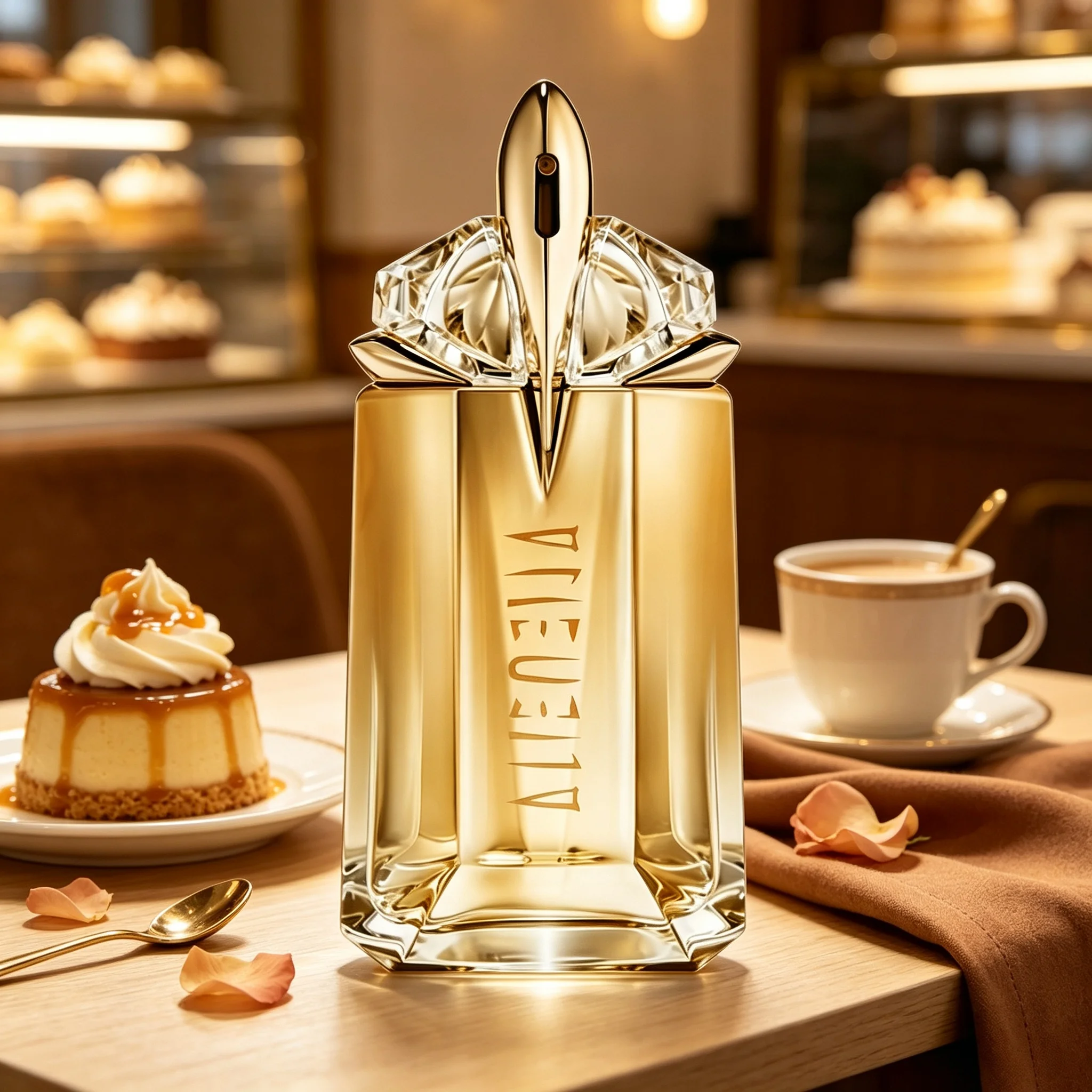 Alienella Long Lasting Gourmand Floral Perfume Full Gloss Gold Multi-Faceted Square Bottle Classic Balanced Creamy Amber Vanilla Floral Aroma Birthday Holiday Formal Banquet Gift For Young Mature Elegant Women view 3