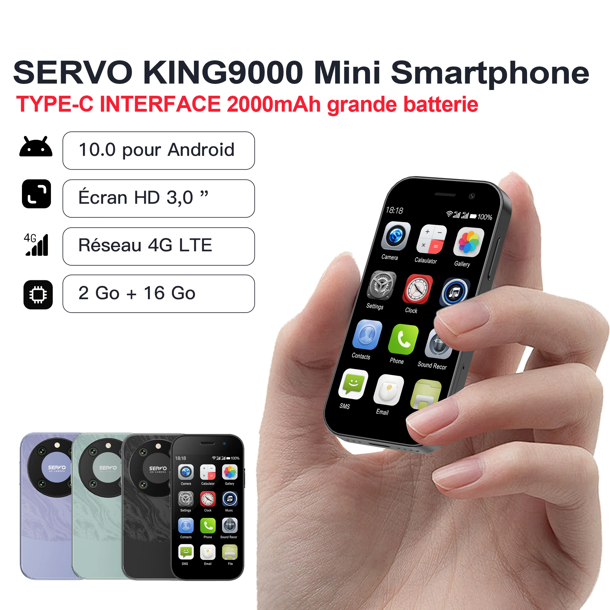Mini teléfono inteligente con doble SIM, 4G LTE, 2 GB de RAM, 16 GB de ROM, GPS y pantalla, para un teléfono Android pequeño y portátil.
