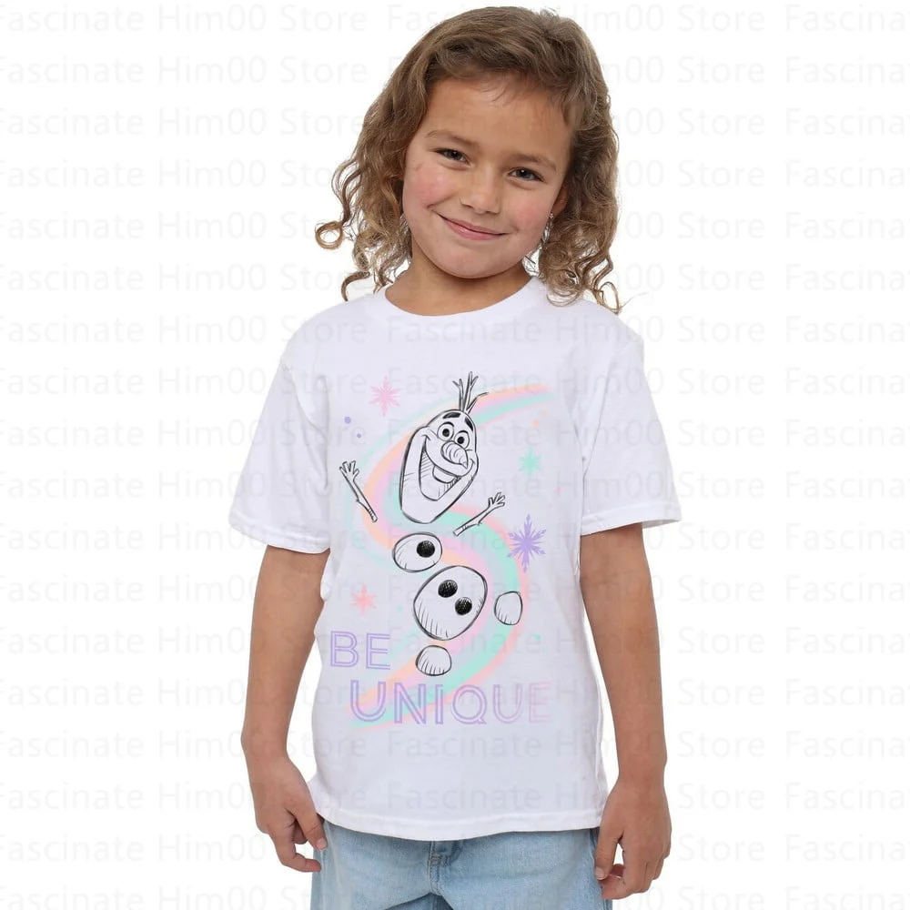 2024 Frozen Fun Girls Be Unique Olaf Short Sleeve Top Boy/Girl Family Party Summer Sports T-Shirt Plus Size Parent-Child