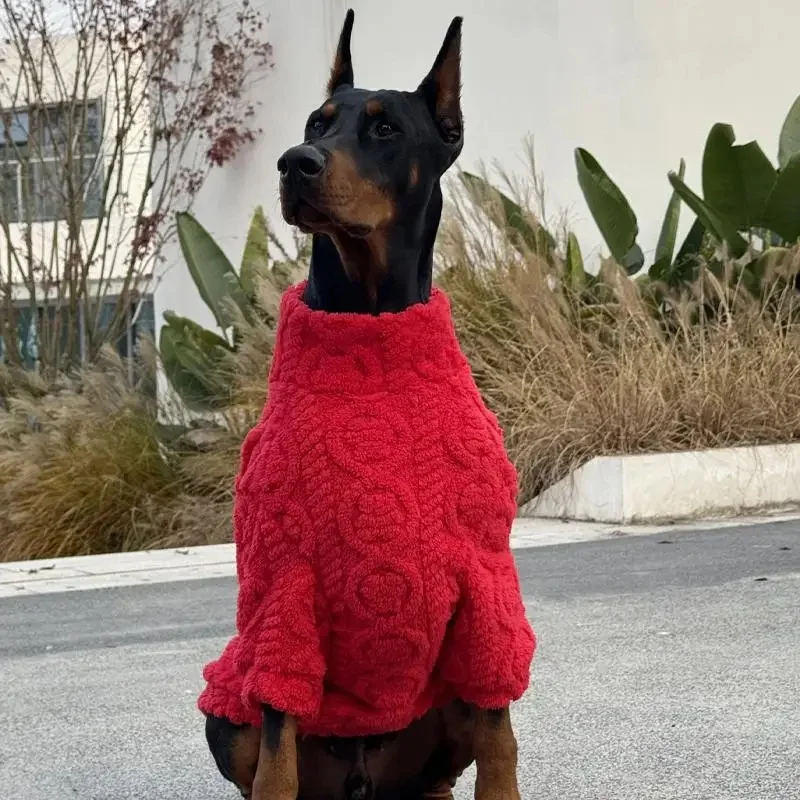 Nowy Rok Czerwony Sweter Dla Media Duże Psy Ciepłe Dzianinowe Ubrania Dla Psa Doberman Płaszcze Dla Media Duże Psy ropa para perro — 2