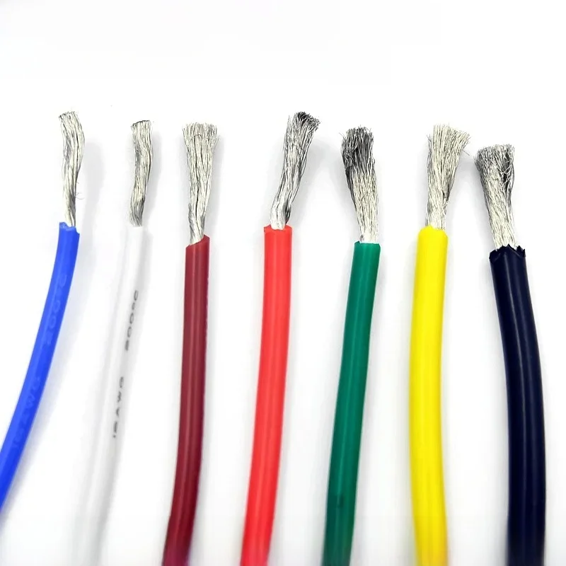 Fil de caoutchouc de Silicone Super doux, 2M/5M, 30 28 26 24 22 20 18 16 15 14 13 12 11 10 AWG, fils flexibles pour éclairage LED, câble en cuivre