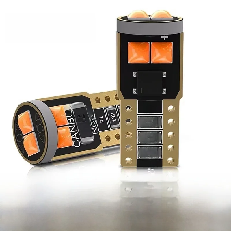 2 ampoules LED Canbus W5W 194 168 T10 6SMD 3030 12V pour éclairage de plaque d'immatriculation de voiture, dôme intérieur, lampe de lecture 6000K blanc rouge