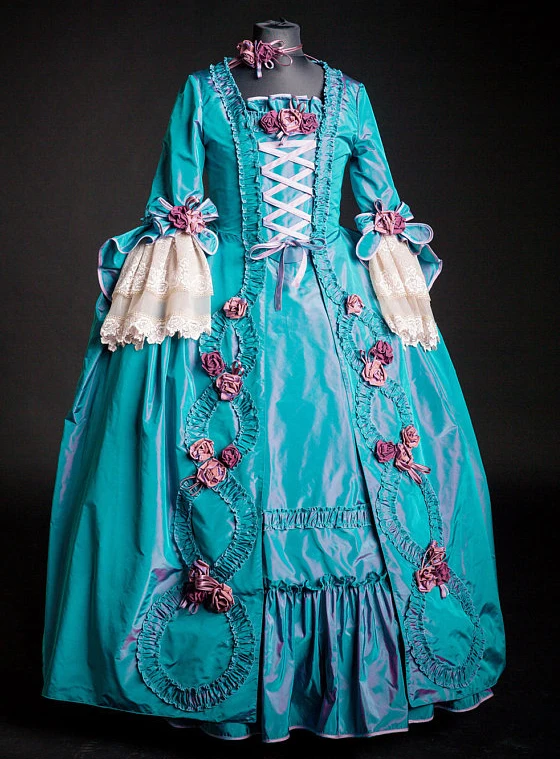 Medieval Rococo Marie Antoinette Gown Dress Gorgeous La Francaise Colonial 18th Century Victorian Evening Gown Ball Gown