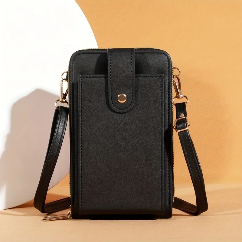 Mała torba na ramię typu crossbody z regulowanym paskiem - torba na telefon komórkowy, etui na karty, portmonetka i torebka zawiera smycz — zdjęcie 2