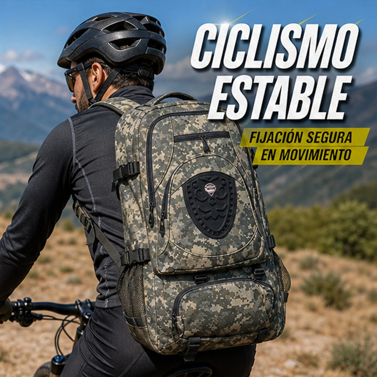 Sac à dos tactique camouflage de grande capacité de 60 L, taille 60×35×20 cm, tissu résistant à l'eau et à l'usure, plusieurs compartiments organisateurs, sangles de compression réglables, conception ergonomique du dos, sac à dos multifonctionnel pour la randonnée