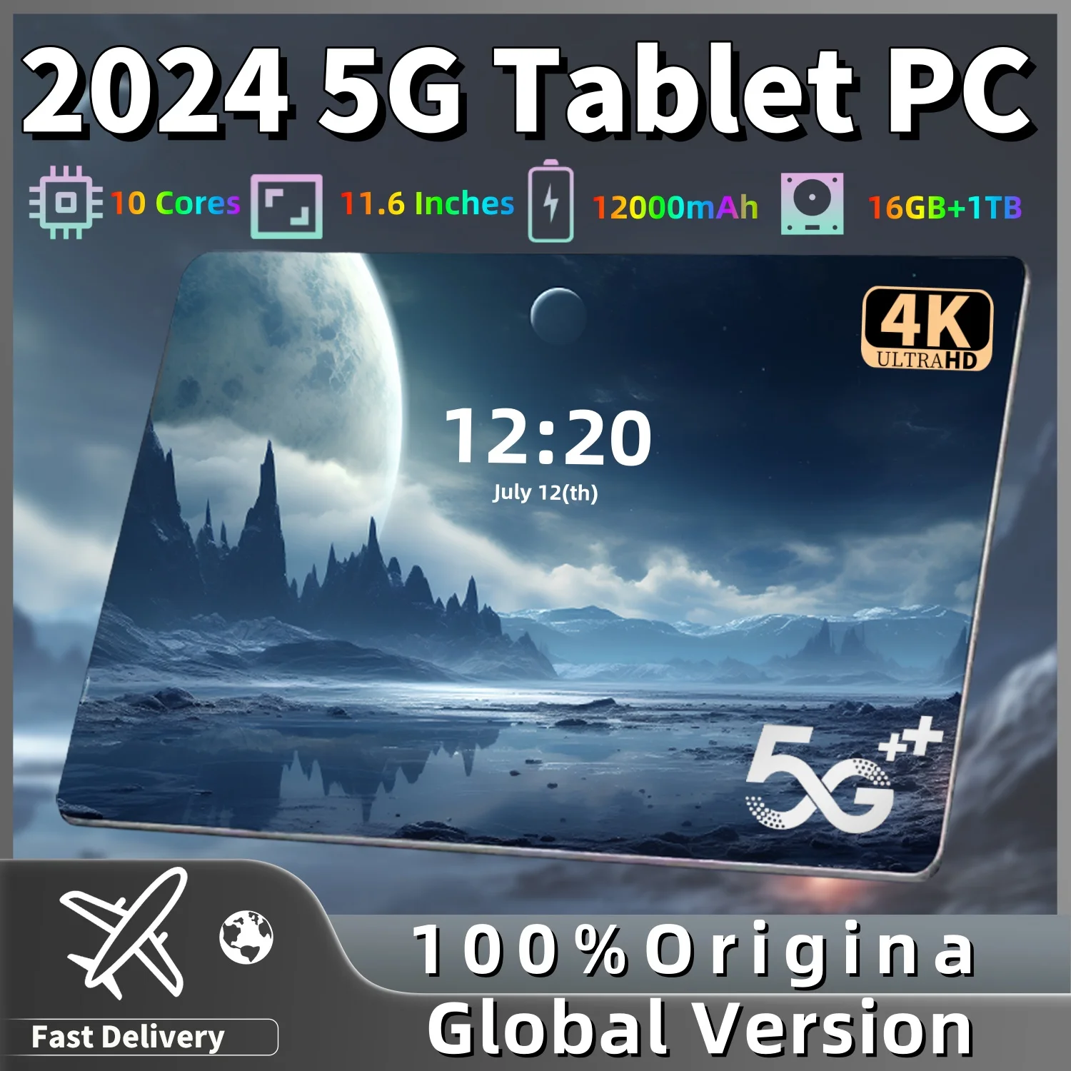 Tablette PC Android 13 de 2024 Pouces, 16 Go, 1 To, 10.1 mAh, 5G, Appel Téléphonique, GPS, WPS, WIFI, pour Touriste, Nouveauté Originale, Version