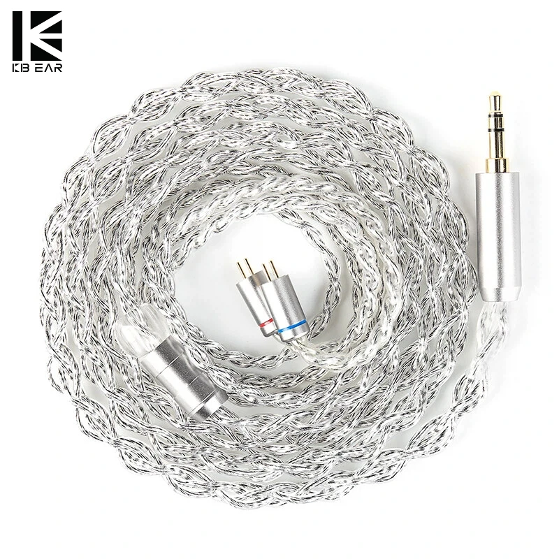 

KBEAR Glitter IEM Cable 4core Pure Silver+Furukawa High-Purity Copper Hi-Fi Headphone Cable QDC Connector for KBEAR KZ ZS12 PROX