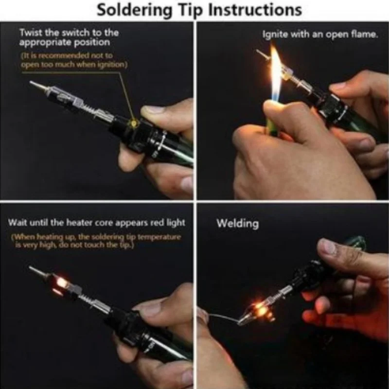 4 In 1 Gas Soldering Iron Kit 1300Celsius Butane Welding Pen Burner Blow Torch Gas Welding Soldering Iron Butane Tip Tool