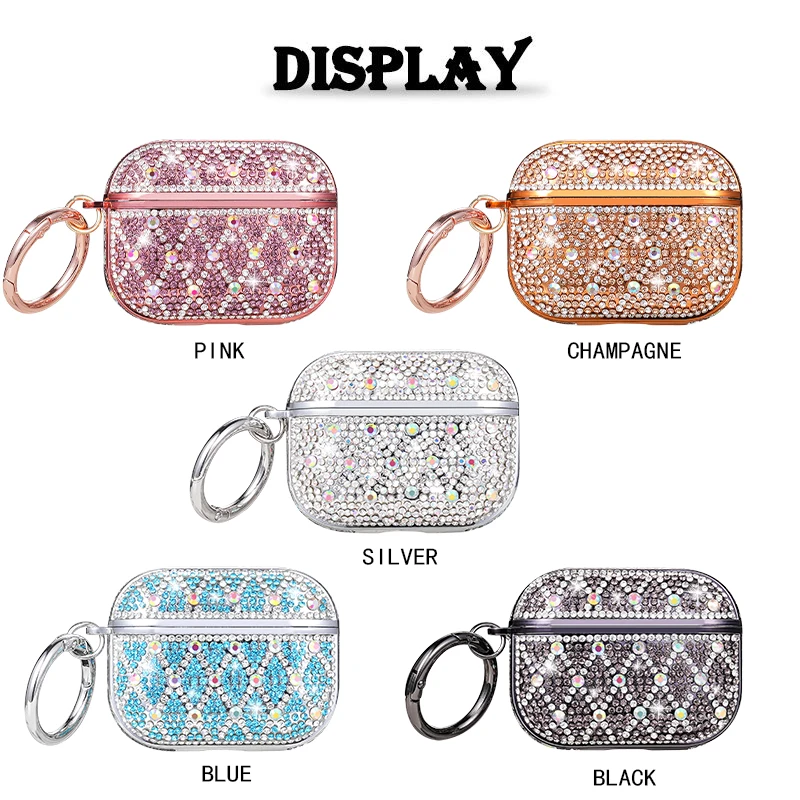 

Роскошный противоударный чехол для наушников с бриллиантами для Apple Airpods 4 3 2 Pro 2 Pro3 с кольцом, модный чехол для наушников