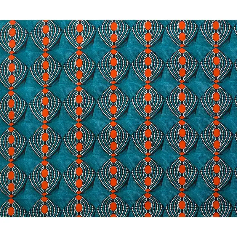 Imagem -02 - Tecido de Cera de Dupla Face Africano Poliéster Impressão Geométrica Bloco Nigeriano Ankara Batik Verde Teal Pano de Costura Novo