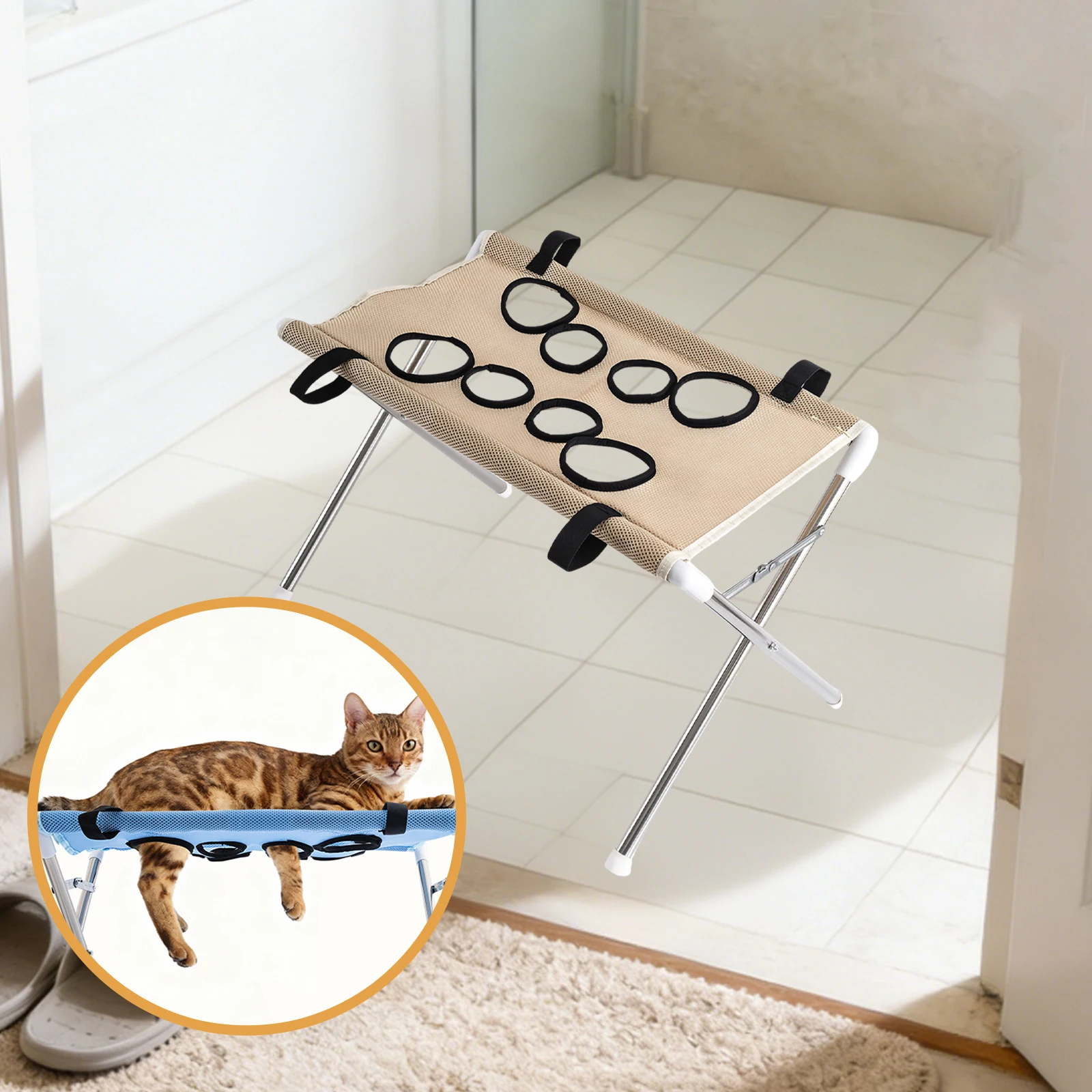 Pet Grooming Hammock Cat Grooming Sling Hanger Eight Hole Hammock Helper for Grooming Pets Bathing Home Shop Picking Ears