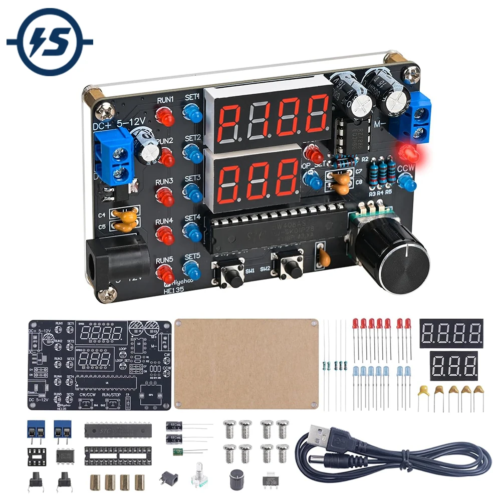 Programmable DC Motor Speed Controller Soldering Practice Kit DIY Motor Control Module with Forward/Reverse Timer & Loop Modes