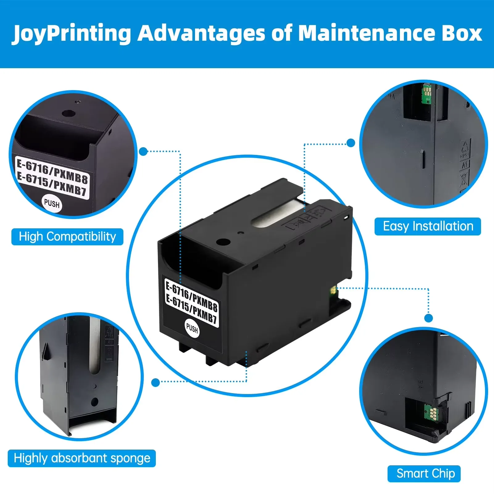 صندوق صيانة إبسون t6716 t6715 لإبسون WF-4720DWF WF-C5210DW WF-C529R EC-4020 WF-M5299 PX-M780F WF-C5790a